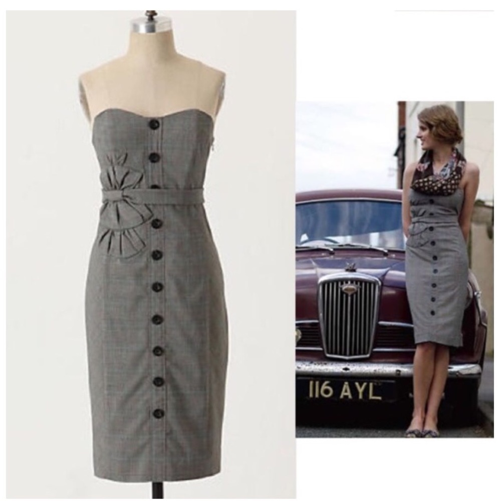 Anthropologie Floreat plaid strapless dress